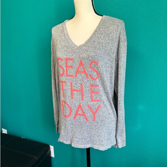 Spirit "Seas The Day" Heather Gray Lightweight Sweater Women's Small - Picture 3 of 10
